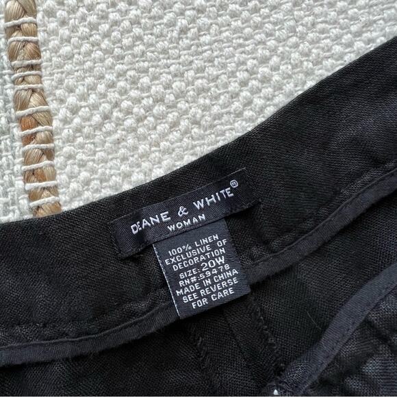 Deane & White Black Pink Embroidered 100% Linen Straight Leg Pants Women’s 20W - Picture 7 of 7